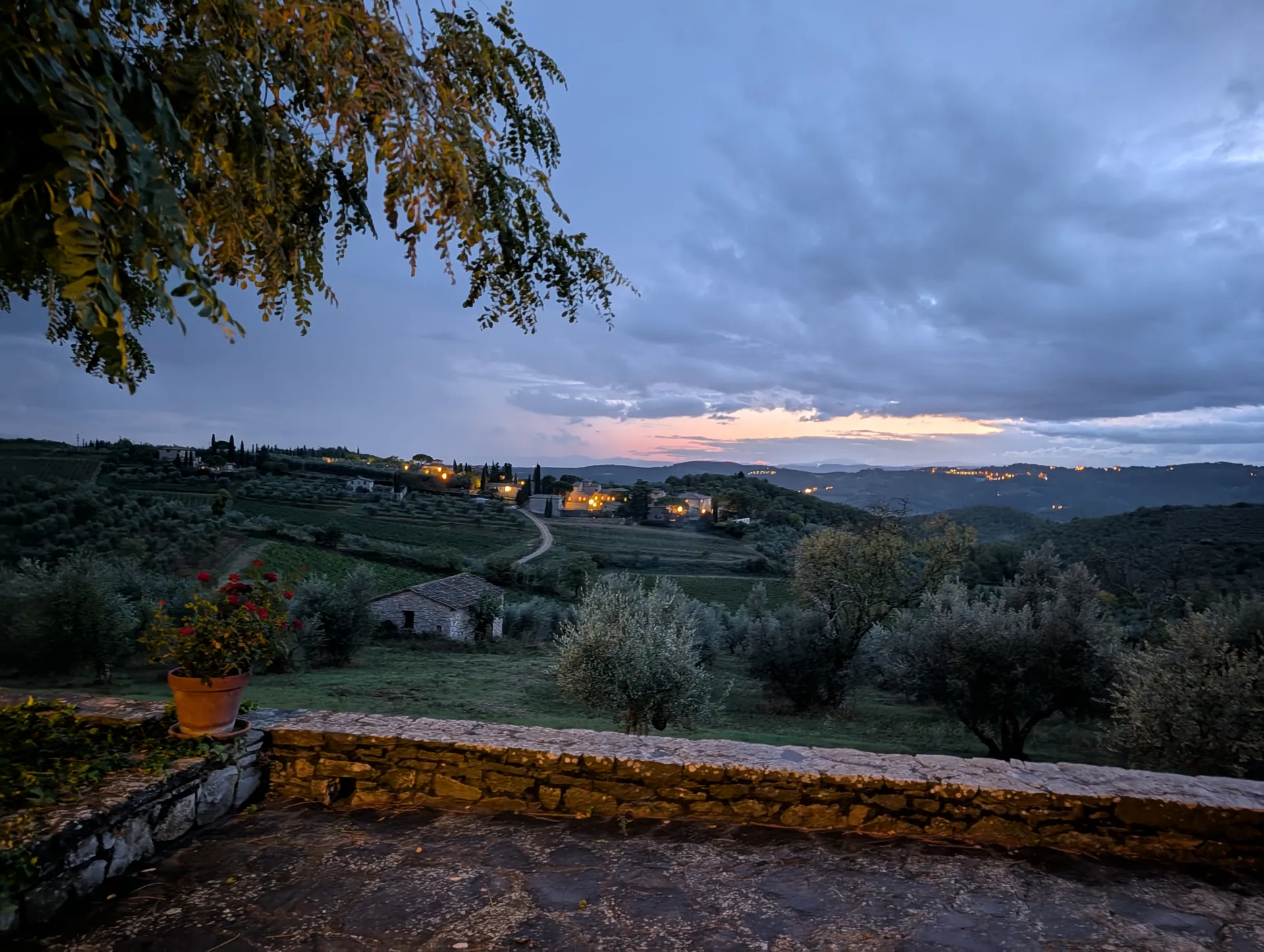 View of Tuscany at night